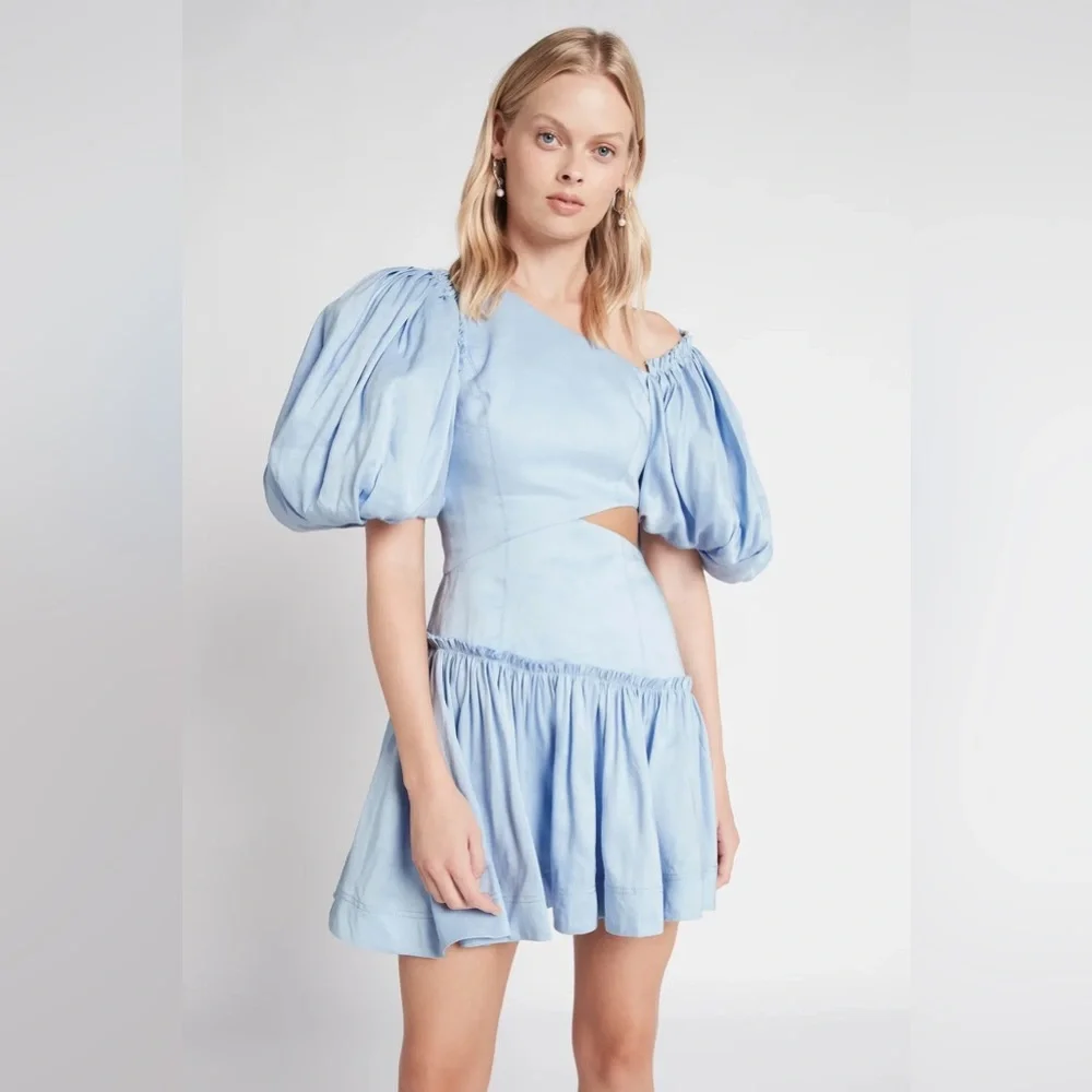 Aje Chateau Cut Out Mini Dress Sky Blue - Picture 4 of 9